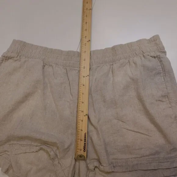 Old Navy Flax Linen Blend Shorts Women’s XL Elastic High Waist Oatmeal Pull On - Picture 6 of 13
